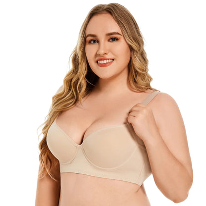Push-Up Back Smoothing Bra Back Smooth Out Shaper Plus Size Wide Band Bras Shapewear Back Fat Smooth Underwear Shapers F Cup